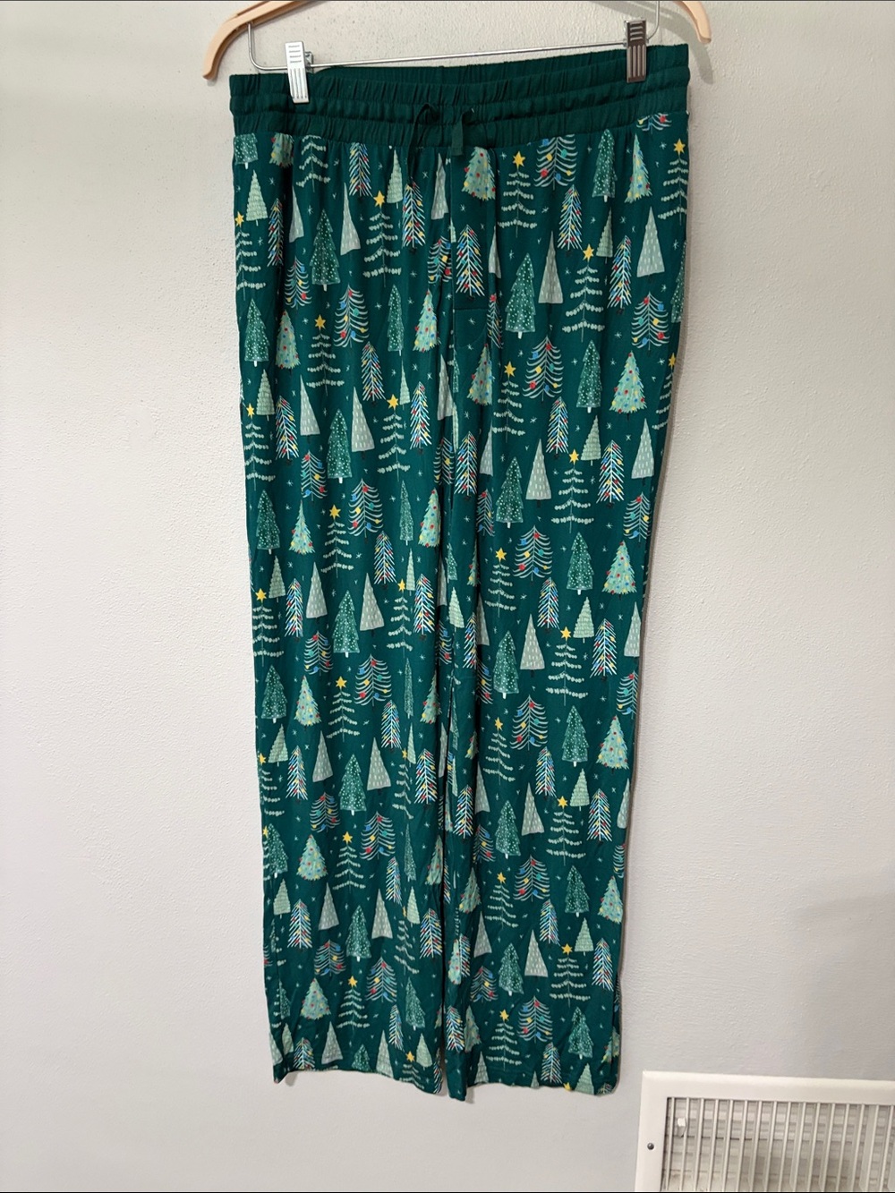 Little Sleepies Teal Green Holiday Tree Print Pajama Pants